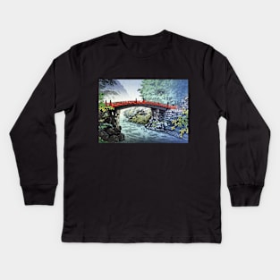 Shinkyo Bridge at Nikko by Tsuchiya Koitsu Kids Long Sleeve T-Shirt